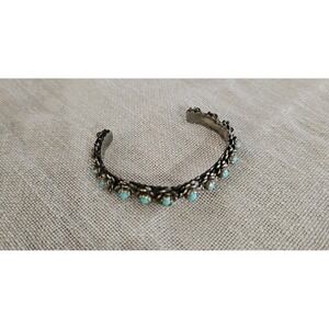 Vintage Silver Mexico Handmade Turquoise 1950s Children's Size Bracelet